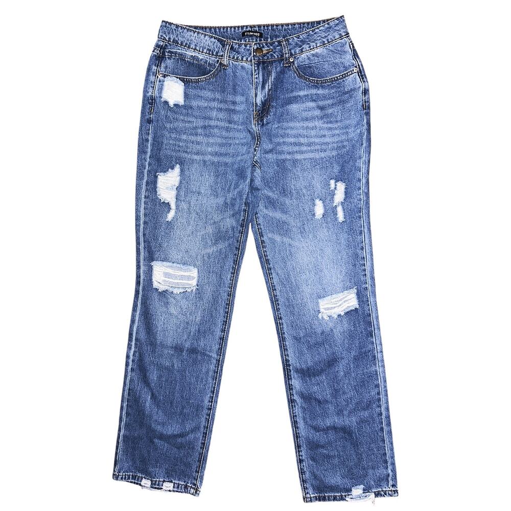 NWOT Ripped Mid-Rise Straight Leg Raw Hem Jeans 31"x31"